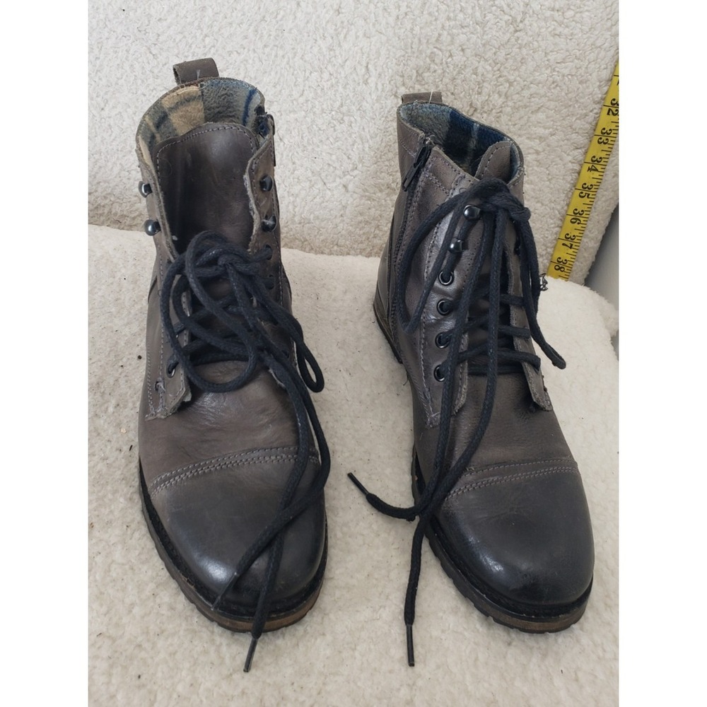 Call It Spring Boots Mens  7‎ Gray PU Leather Lace Up Zip Lined Casual Shoes